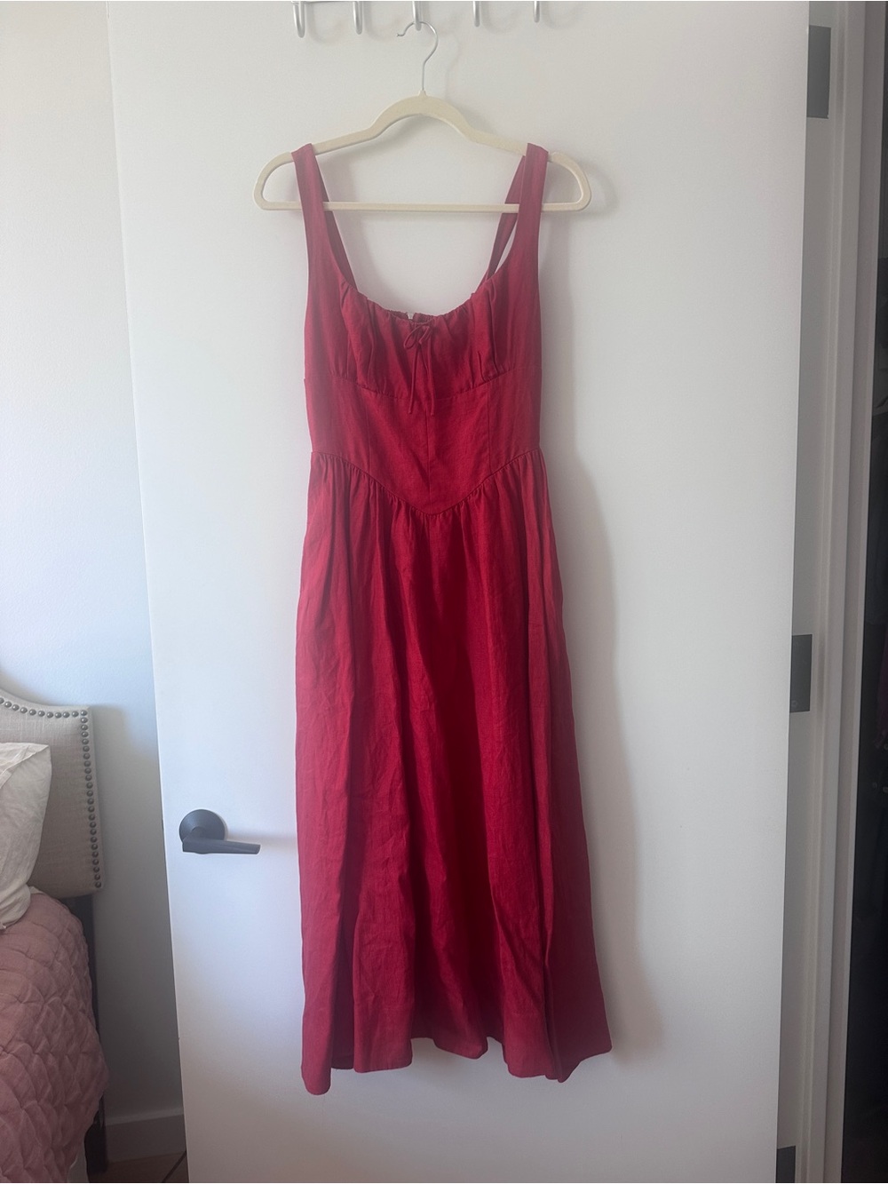 Reformation Red Linen Midi Skirt Dress - Picture 5 of 5